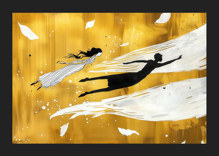 Elegáns tánc a sziluettek arany háttér előtt-12