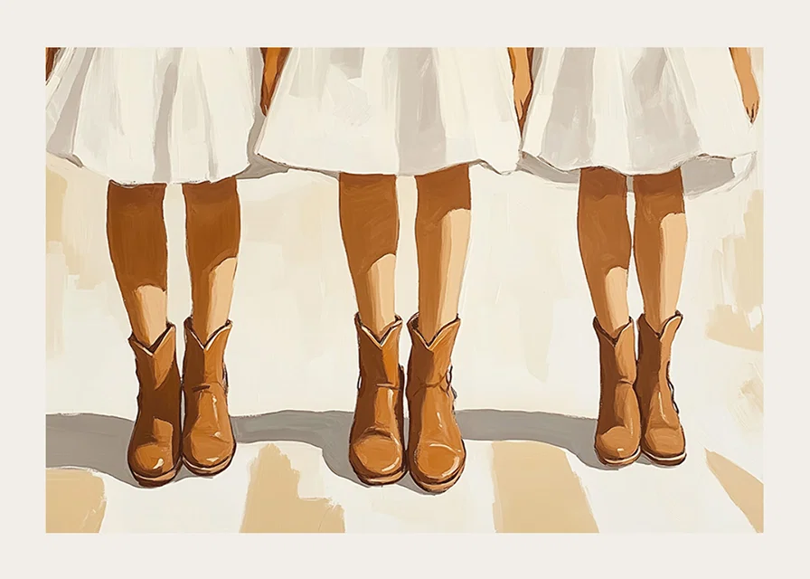 Three pairs of boots in harmony against white background-12
