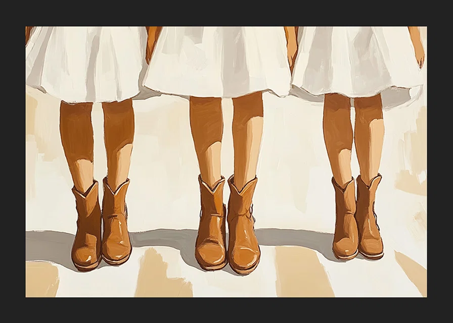 Three pairs of boots in harmony against white background-12