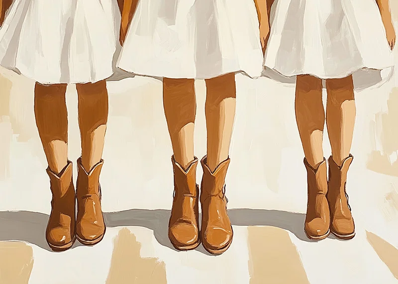 Three pairs of boots in harmony against white background-12