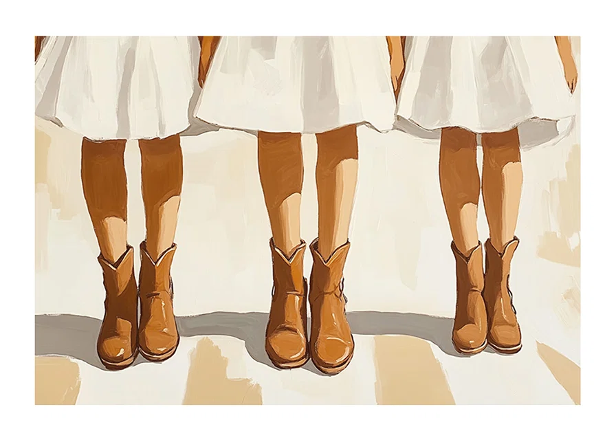 Three pairs of boots in harmony against white background-12