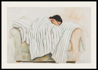 En person pakket inn i et stripete teppe på en lenestol utstråler ro og introspeksjon-2