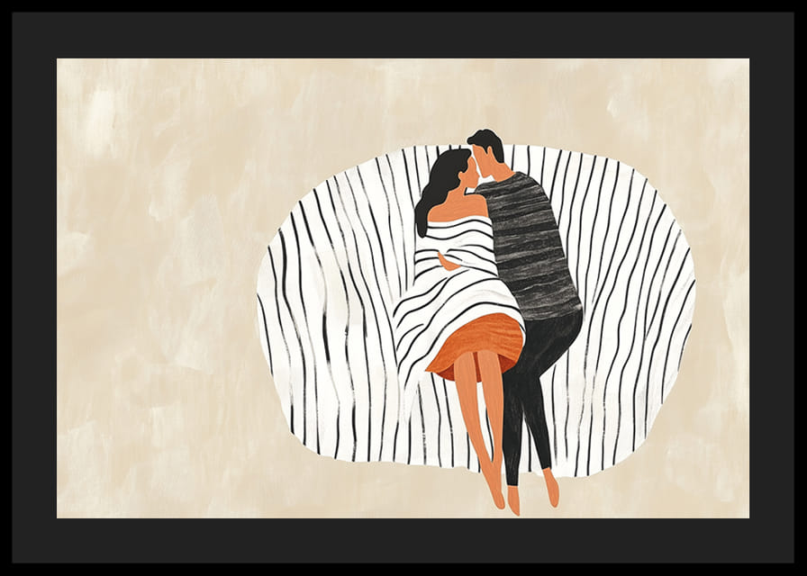 To elskende indgår i en omfavnelse, indhyllet i fred og harmoni-12