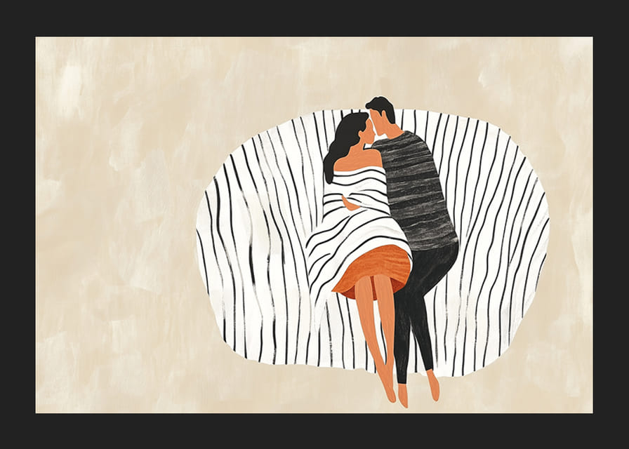 To elskende indgår i en omfavnelse, indhyllet i fred og harmoni-12