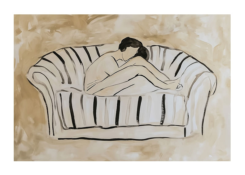 Een ontspannende illustratie van een individu in contemplatie-12