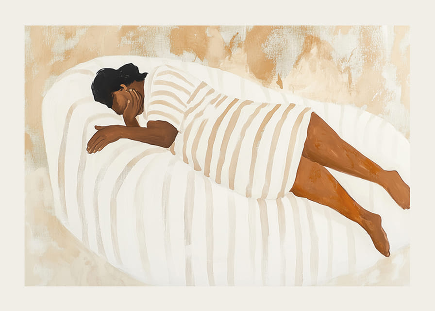 Eine ruhende Figur wird von sanften, erdigen Tönen umhüllt-12