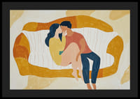 Un couple amoureux se repose sur un canapé stylisé aux tons doux-4