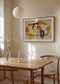 A loving couple rests on a stylized sofa in soft tones-4