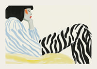 Graphic portrait with zebra stripes and soft color tones-3