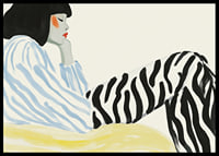 Graphic portrait with zebra stripes and soft color tones-6