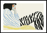 Graphic portrait with zebra stripes and soft color tones-0