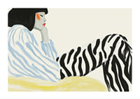 Graphic portrait with zebra stripes and soft color tones-1