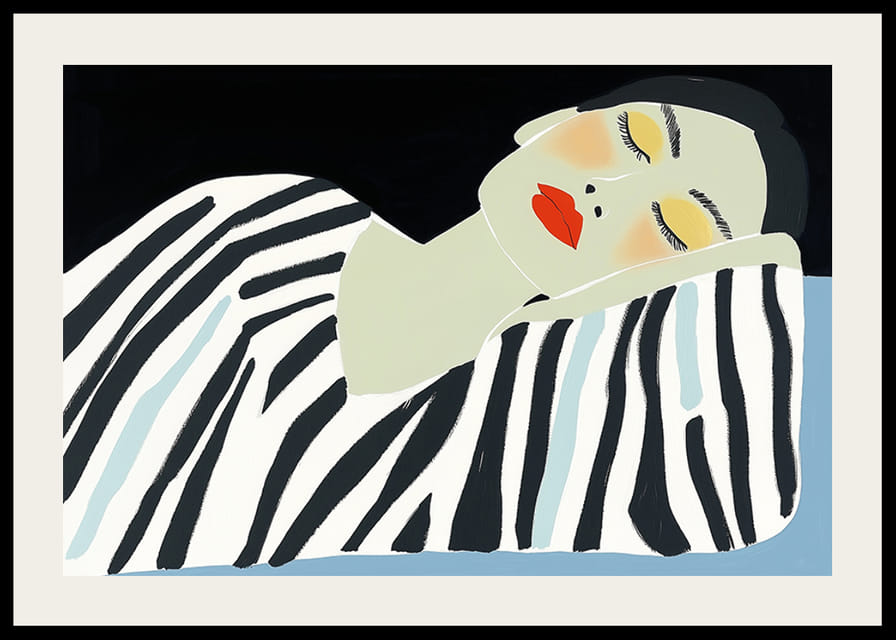 Een serene schoonheid rust in een elegante, grafische expressie-12