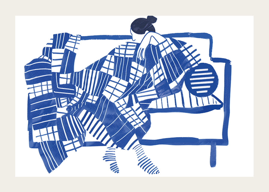 Et avslappende øyeblikk i blå harmoniske mønstre-12