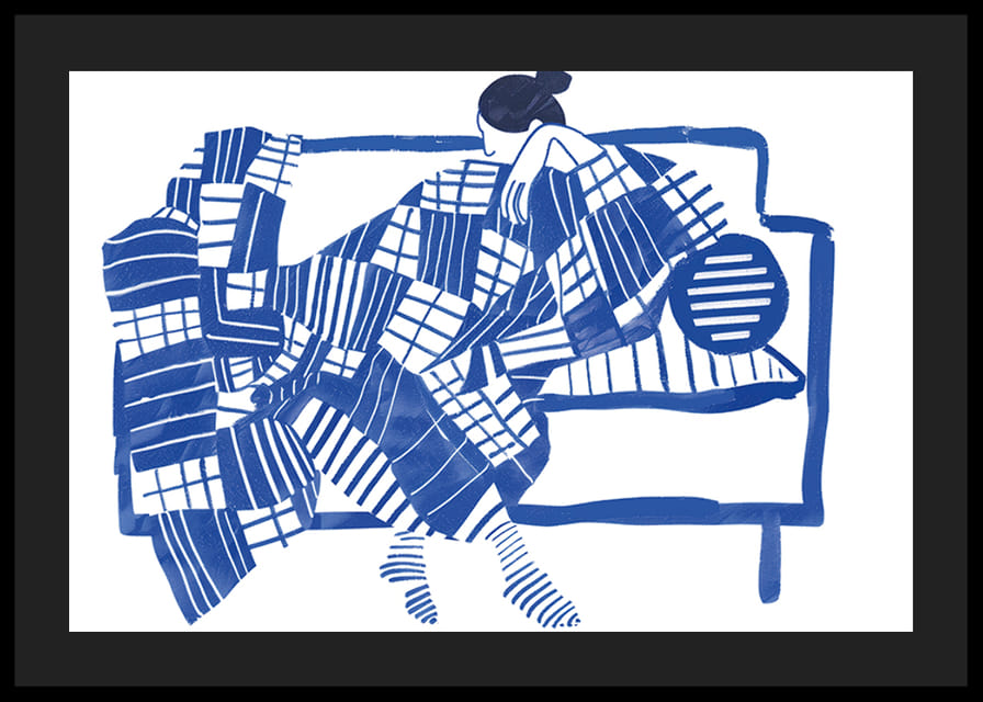 Et avslappende øyeblikk i blå harmoniske mønstre-12