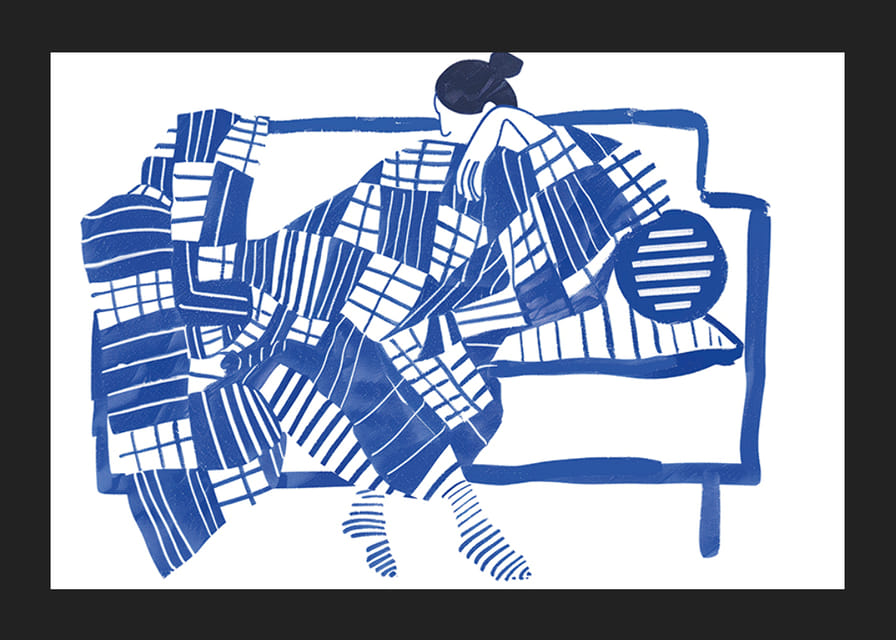 Et avslappende øyeblikk i blå harmoniske mønstre-12