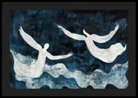 Två eteriska figurer flyter fram genom en blå drömvärld-4