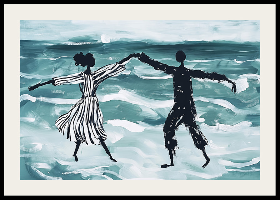 A dreamlike dance by the sea in soft blue tones-12