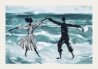 A dreamlike dance by the sea in soft blue tones-3