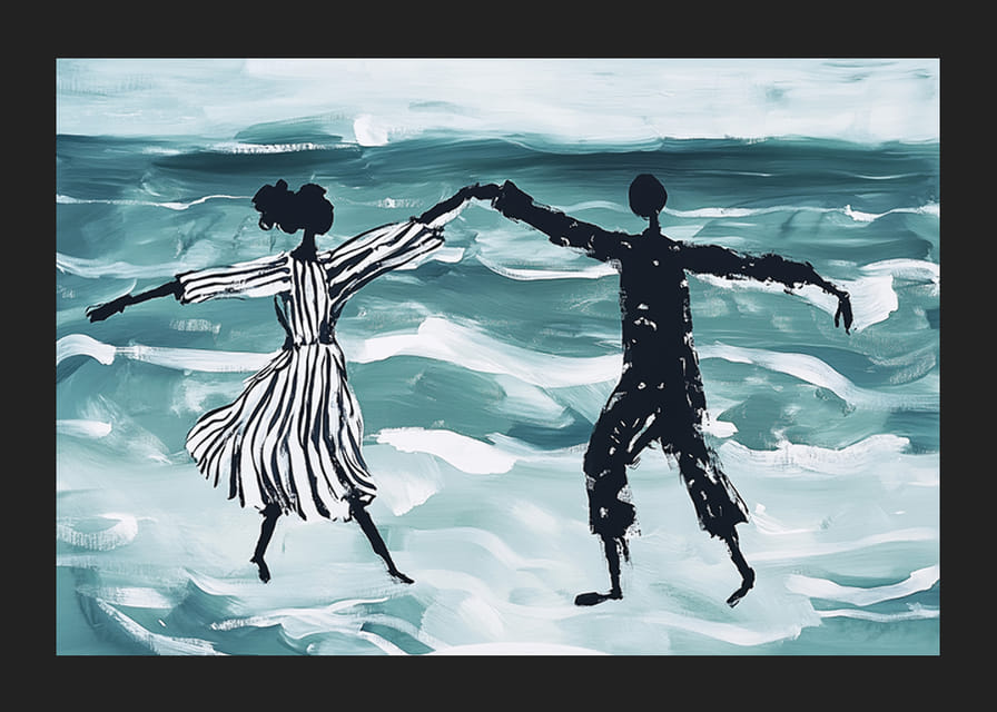 Snový tanec pri mori v jemných modrých tónoch-12