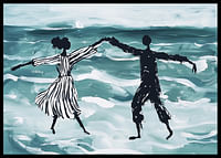 A dreamlike dance by the sea in soft blue tones-2