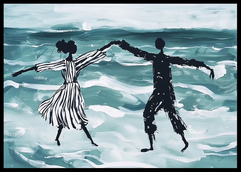 A dreamlike dance by the sea in soft blue tones-12