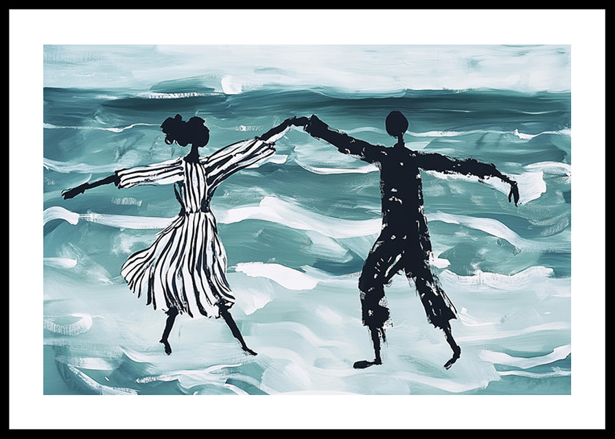 A dreamlike dance by the sea in soft blue tones-12