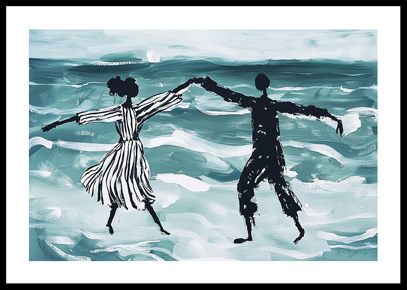 A dreamlike dance by the sea in soft blue tones-12