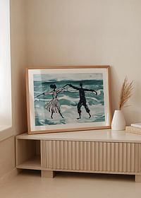 A dreamlike dance by the sea in soft blue tones-4