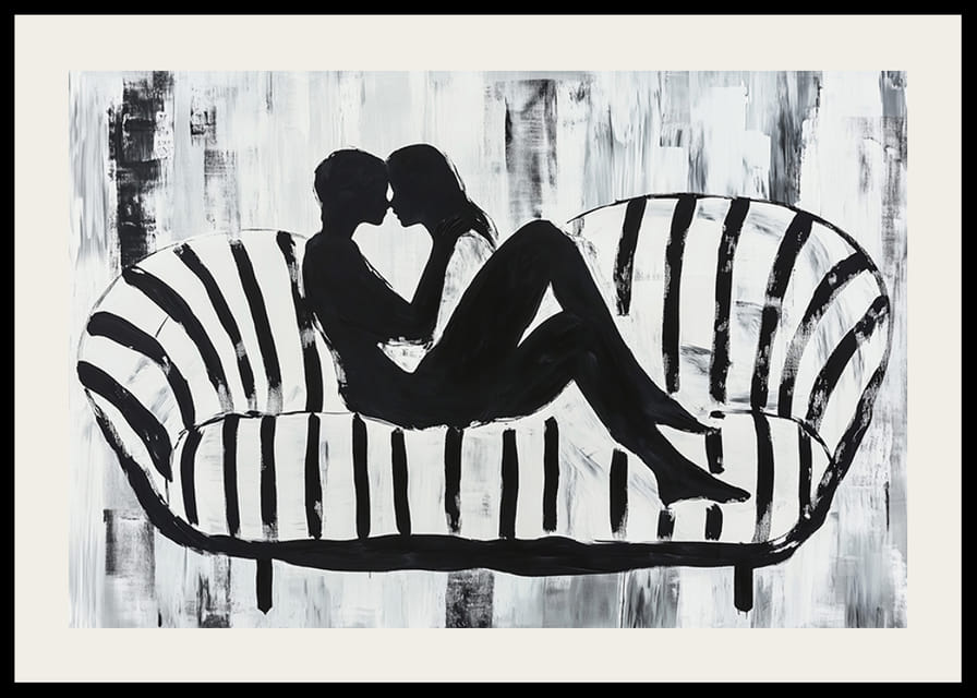 Egy pár érzéki sziluettje stílusos kontrasztokban-12