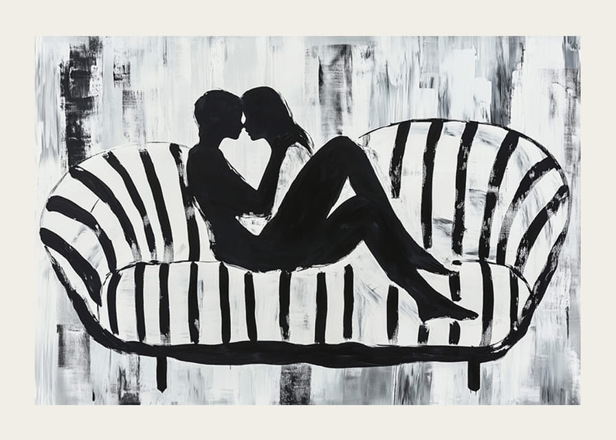 Egy pár érzéki sziluettje stílusos kontrasztokban-12