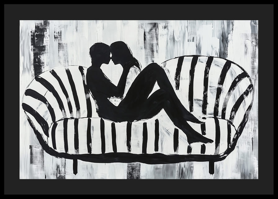 Egy pár érzéki sziluettje stílusos kontrasztokban-12