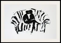 A stylish, emotional black and white motif of two silhouettes in a loving embrace-2