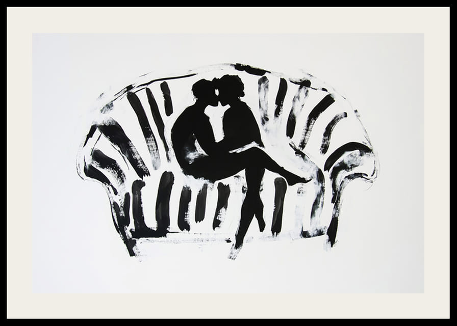 Un motif noir et blanc élégant et émotionnel de deux silhouettes dans une étreinte amoureuse-12