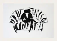 A stylish, emotional black and white motif of two silhouettes in a loving embrace-3
