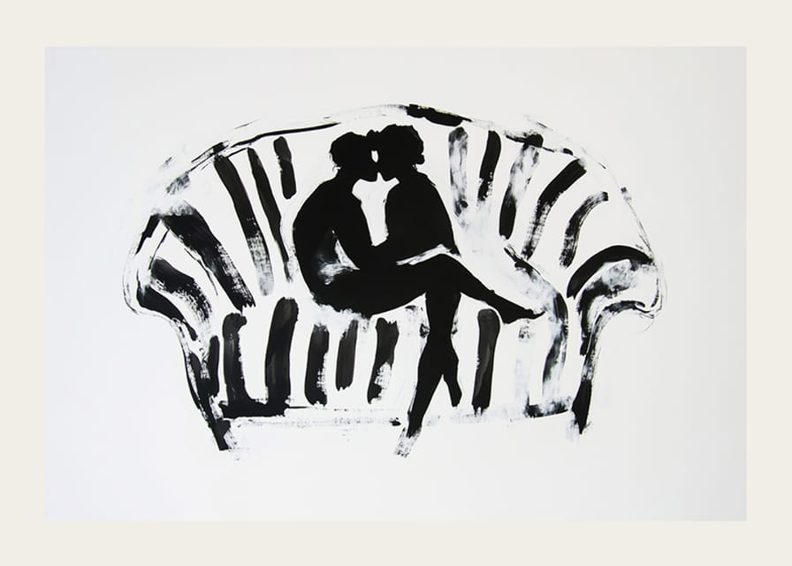 Un motif noir et blanc élégant et émotionnel de deux silhouettes dans une étreinte amoureuse-12