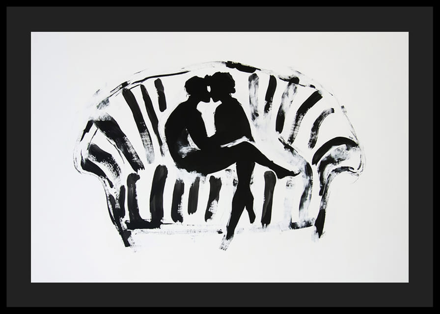 Un motif noir et blanc élégant et émotionnel de deux silhouettes dans une étreinte amoureuse-12