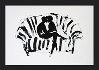 A stylish, emotional black and white motif of two silhouettes in a loving embrace-5