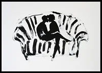 A stylish, emotional black and white motif of two silhouettes in a loving embrace-6