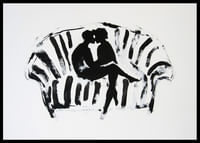 Un motif noir et blanc élégant et émotionnel de deux silhouettes dans une étreinte amoureuse-2