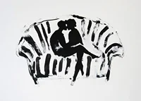 A stylish, emotional black and white motif of two silhouettes in a loving embrace-7