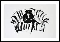 A stylish, emotional black and white motif of two silhouettes in a loving embrace-0