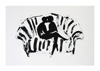 A stylish, emotional black and white motif of two silhouettes in a loving embrace-1