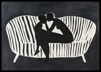 Twee silhouetten in een omhelzing op een witgestreepte bank-2