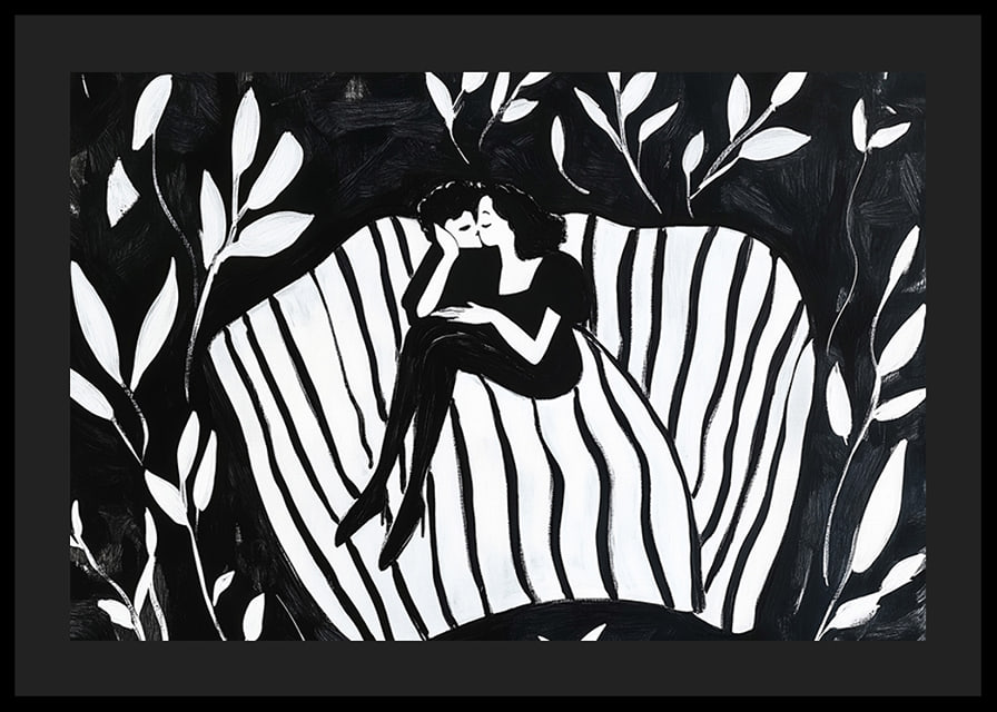 A couple in a dreamlike embrace symbolizes calm and closeness-12