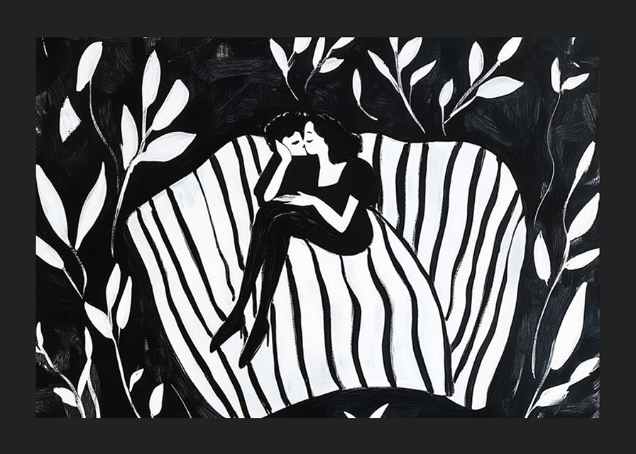 A couple in a dreamlike embrace symbolizes calm and closeness-12