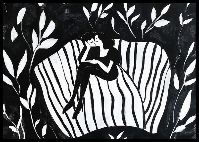 A couple in a dreamlike embrace symbolizes calm and closeness-12