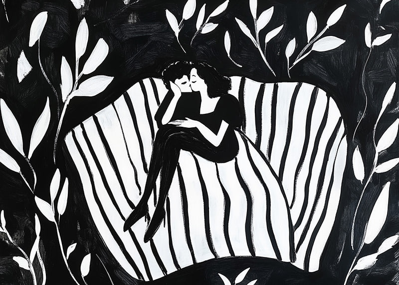 A couple in a dreamlike embrace symbolizes calm and closeness-12