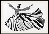 Black and white stripes sweep through the air with elegant movement-2