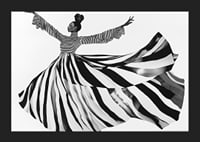 Black and white stripes sweep through the air with elegant movement-5